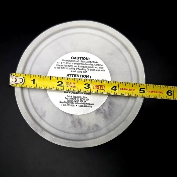 Bath & Body Works White Marble Pedestal Large Ceramic 3 Wick Candle Holder - Picture 8 of 9